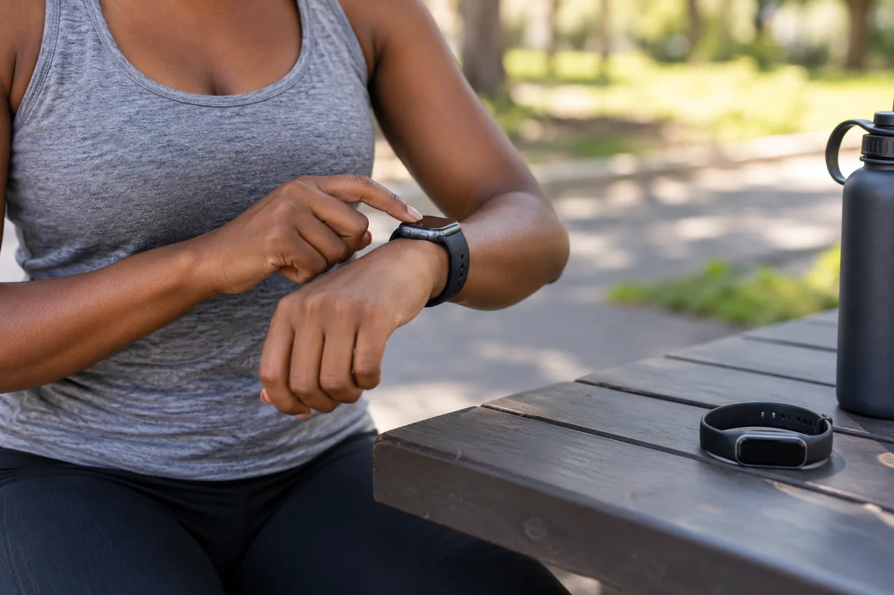 Smartwatch e smartband em um ambiente de uso cotidiano.